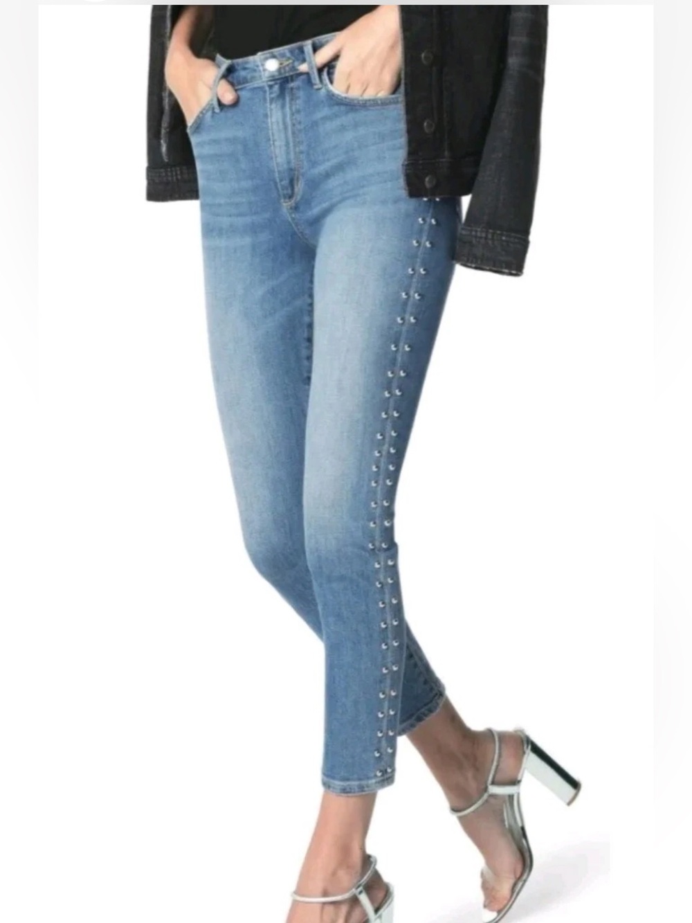 Joe’s The Charlie High Rise Skinny Ankle Stud Embellished Jeans Size 25